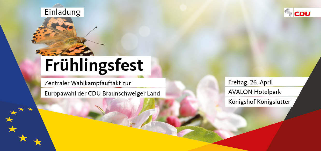 Frhlingsfest der CDU am 26.04.2019 ab 18.30 Uhr im AVALON Hotelpark Knigshof, Knigslutter